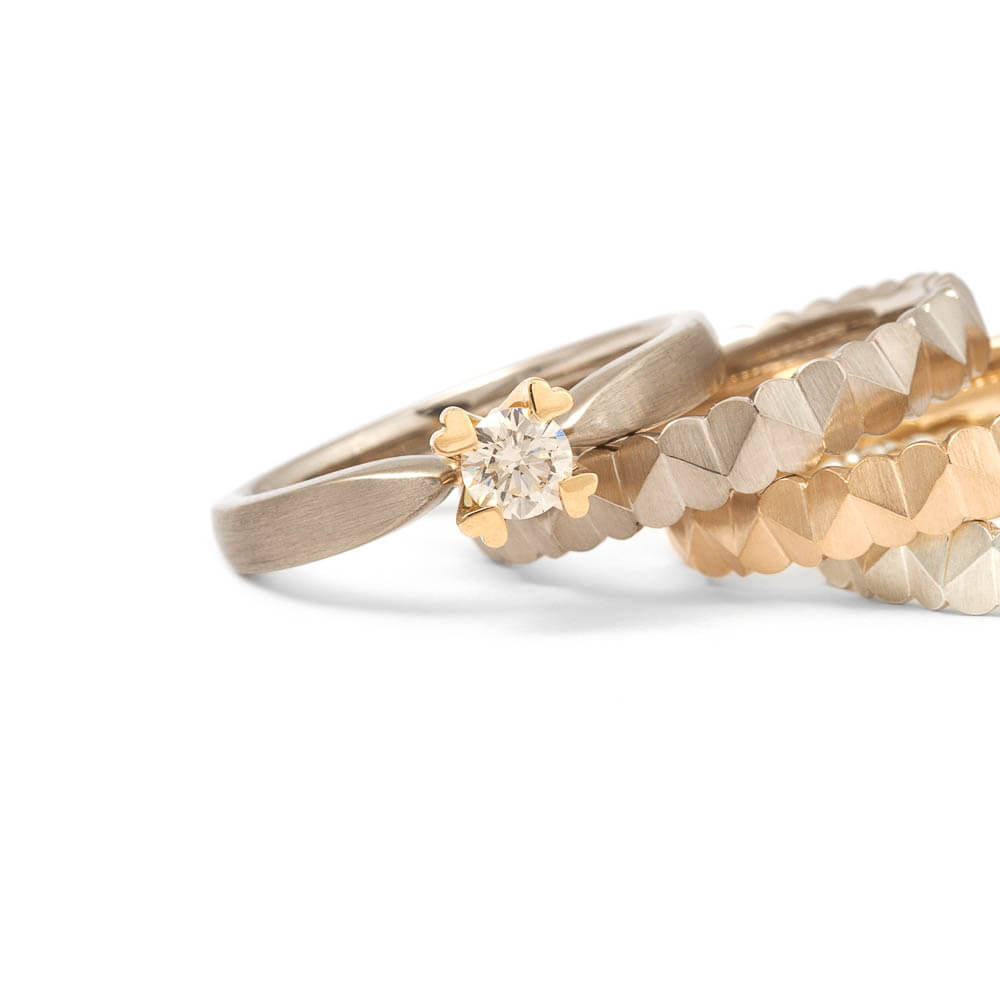 Verlobungsring - 750er Gold - champagnerfarbener Diamant in Herzfassung