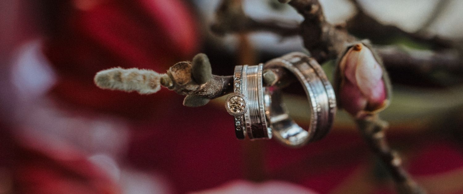 Mokume gane wedding bands